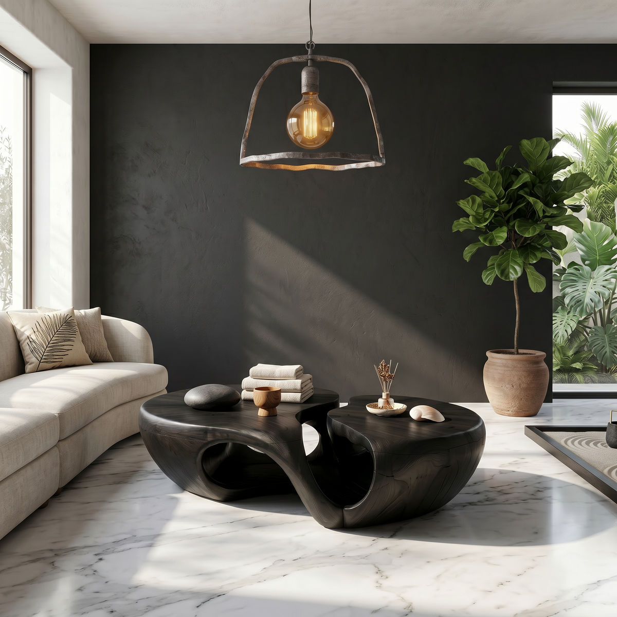 Nature Inspired Coffee Table With Artistic Open Base Design For Living Room - view 3 of 8