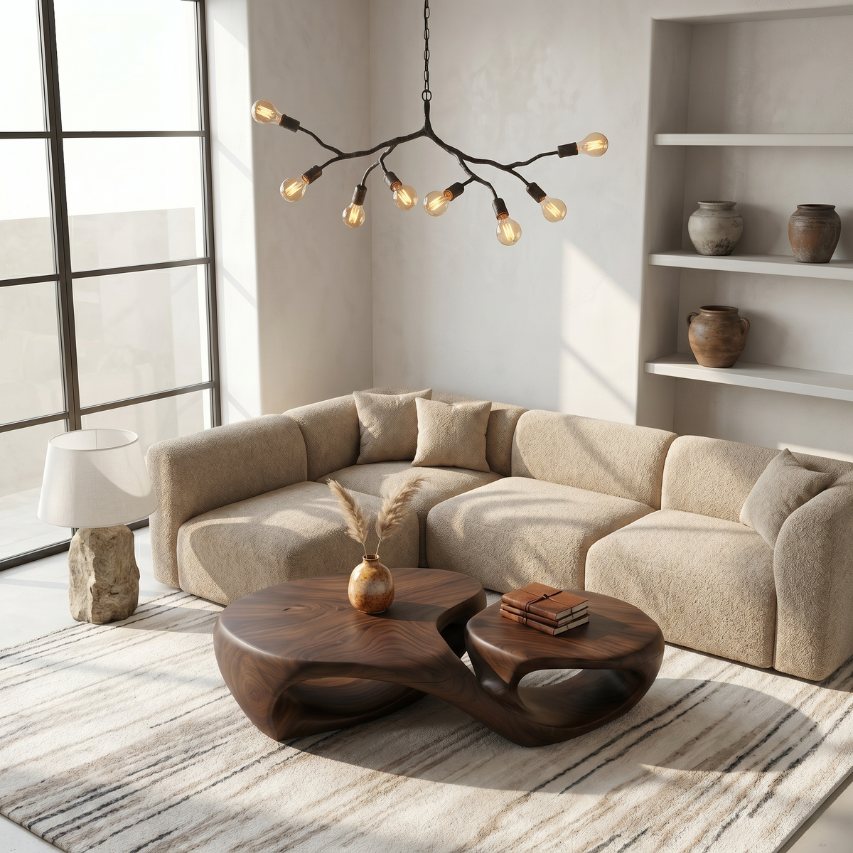 Organic Coffee Table With Sculptural Hollow Design For Living Room - view 2 of 8