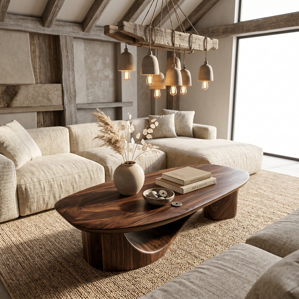 Contemporary Coffee Table With Sculptural Wooden Base For Living Room - view 3 of 8