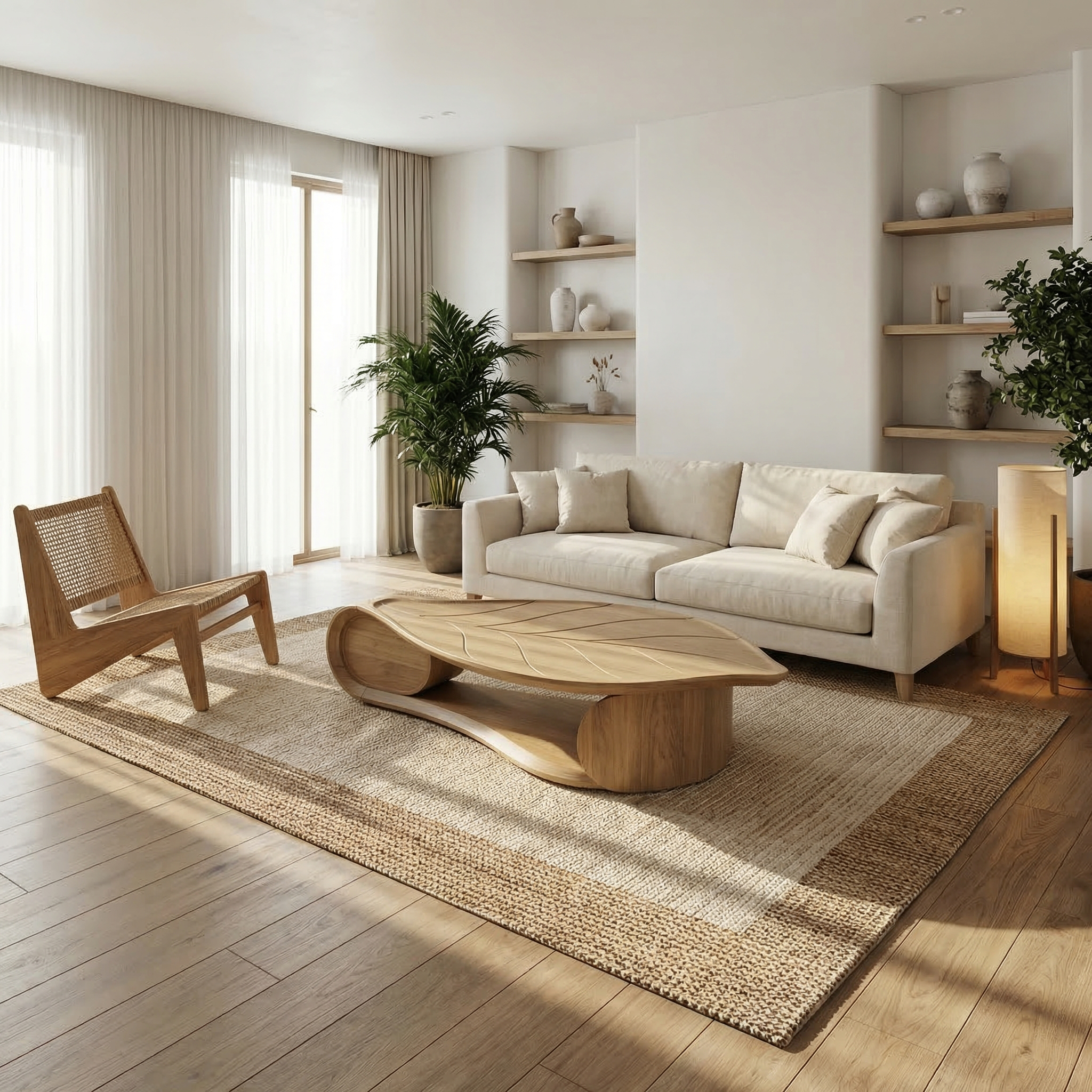 Organic Sculptural Coffee Table Solid Wood Living Room - view 4 of 8