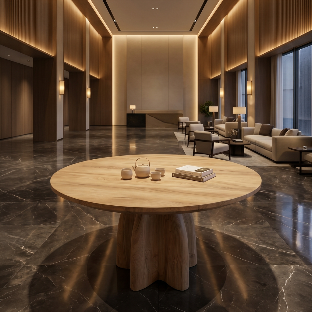 Organic Foyer Table With Sculptural Solid Wood Pedestal Base For Entryway - view 3 of 8