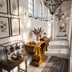Sculptural Console Table Handcrafted Solid Wood Design For Entryway Living Room - view 3 of 8