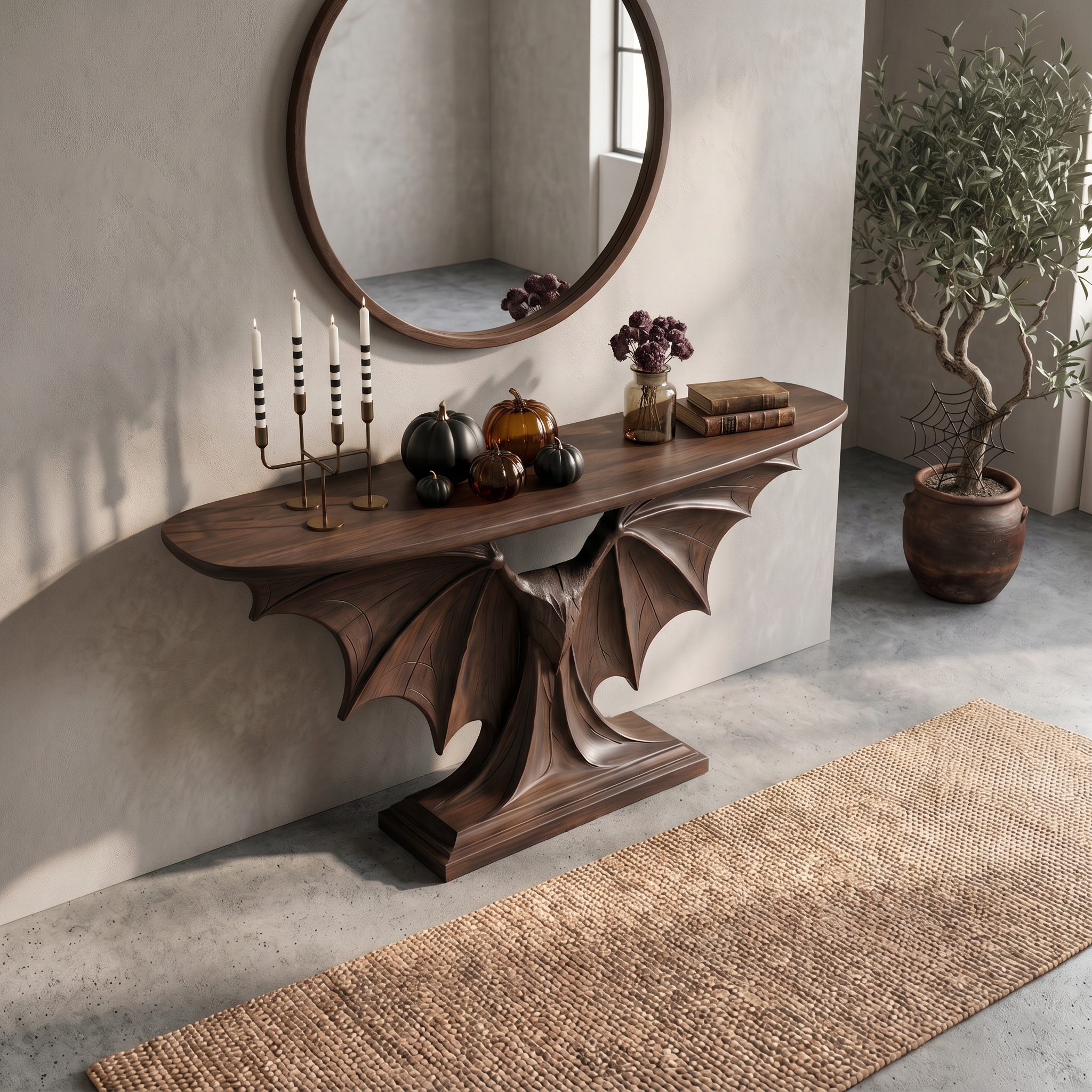 Modern Console Table Handcrafted Sculptural Design For Living Room Entryway - view 3 of 8