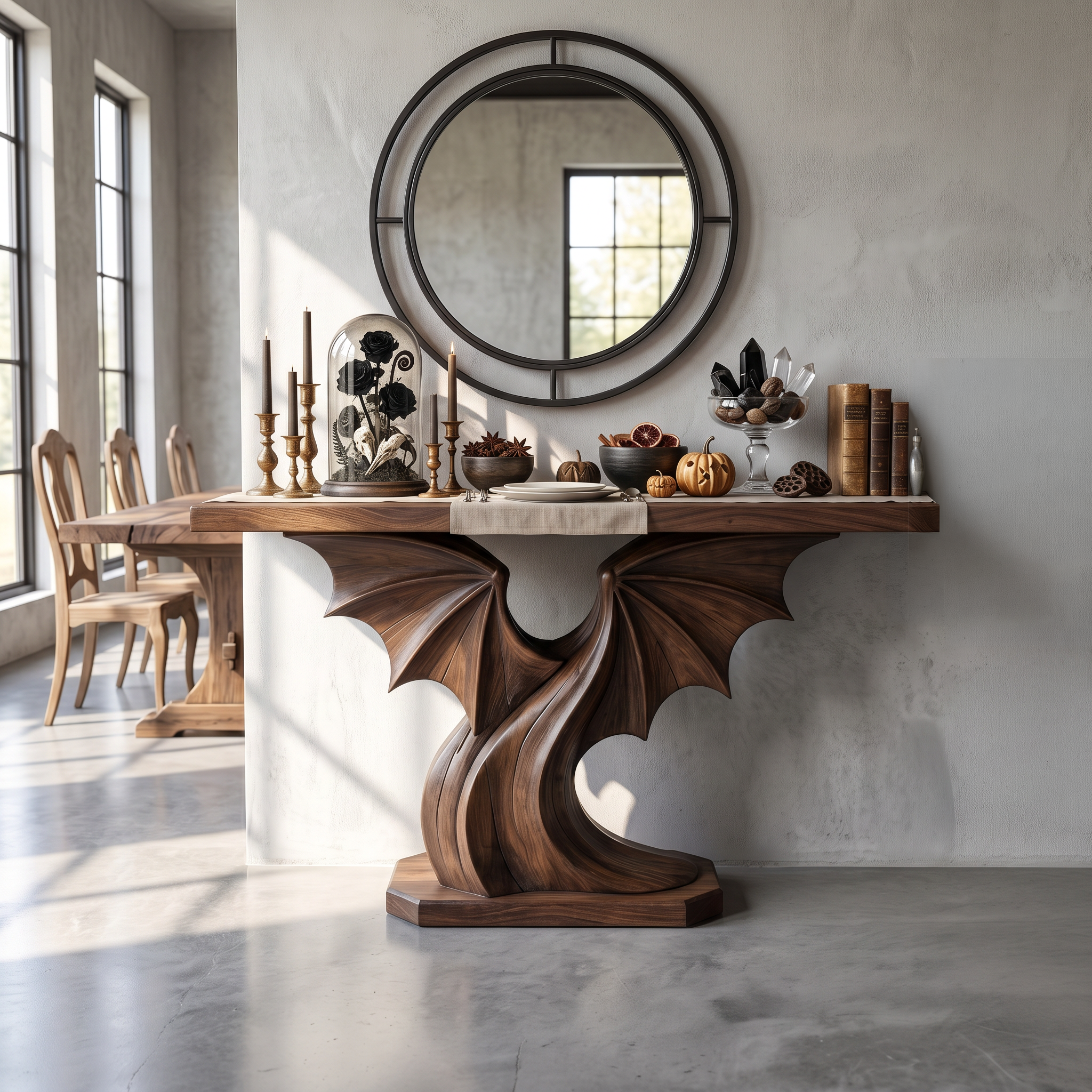 Modern Console Table Handcrafted Organic Sculptural Design For Entryway Hallway - view 3 of 8