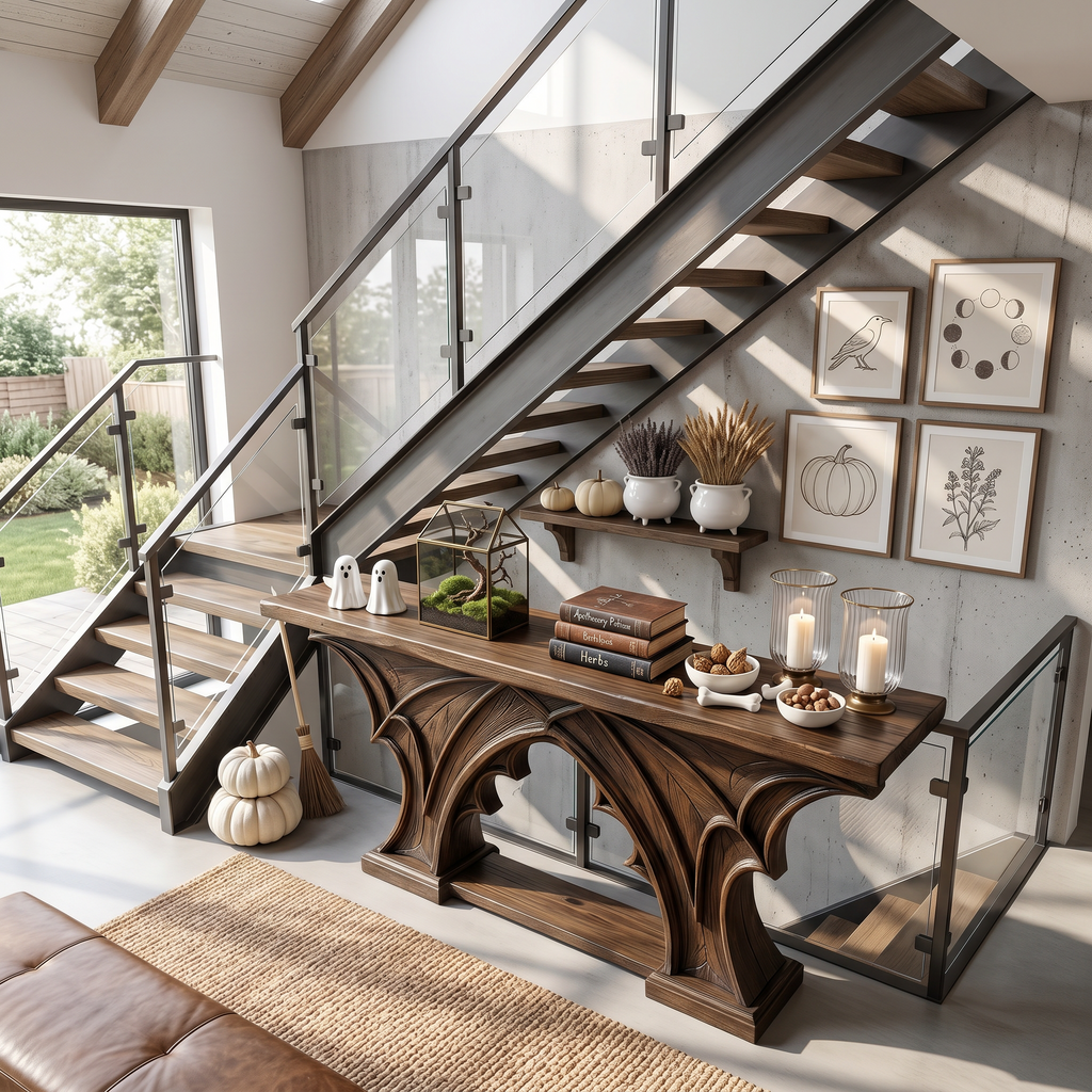 Rustic Console Table Handcrafted Live Edge Design For Hallway - view 2 of 8