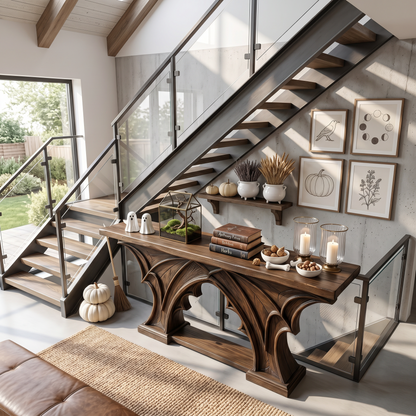 Rustic Console Table Handcrafted Live Edge Design For Hallway - view 2 of 8