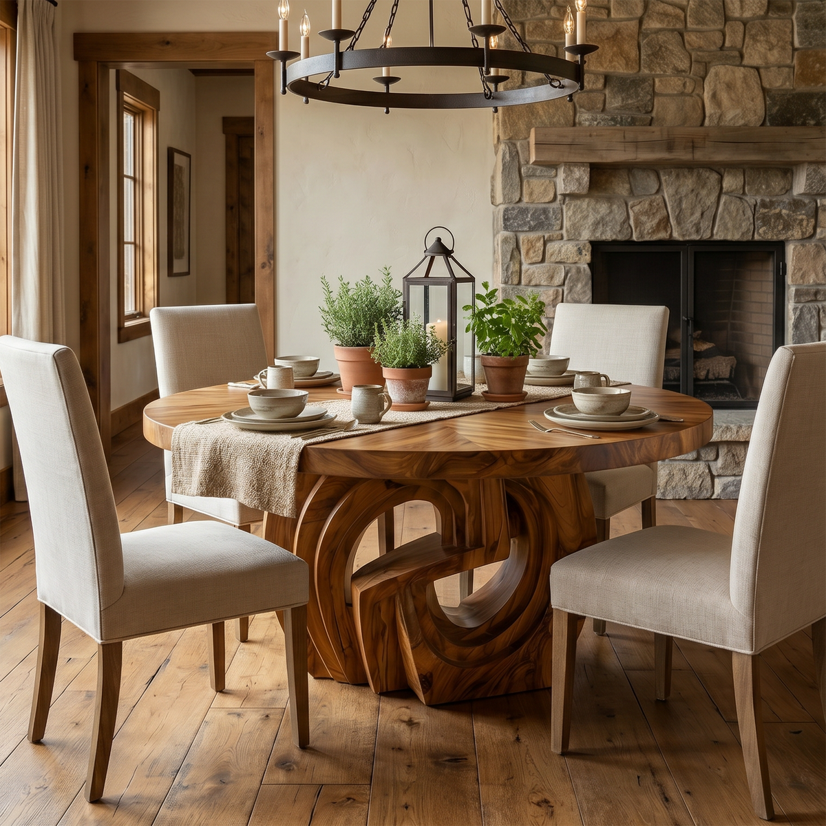 Organic Foyer Table With Pedestal Base For Entryway And Hallway - view 3 of 8