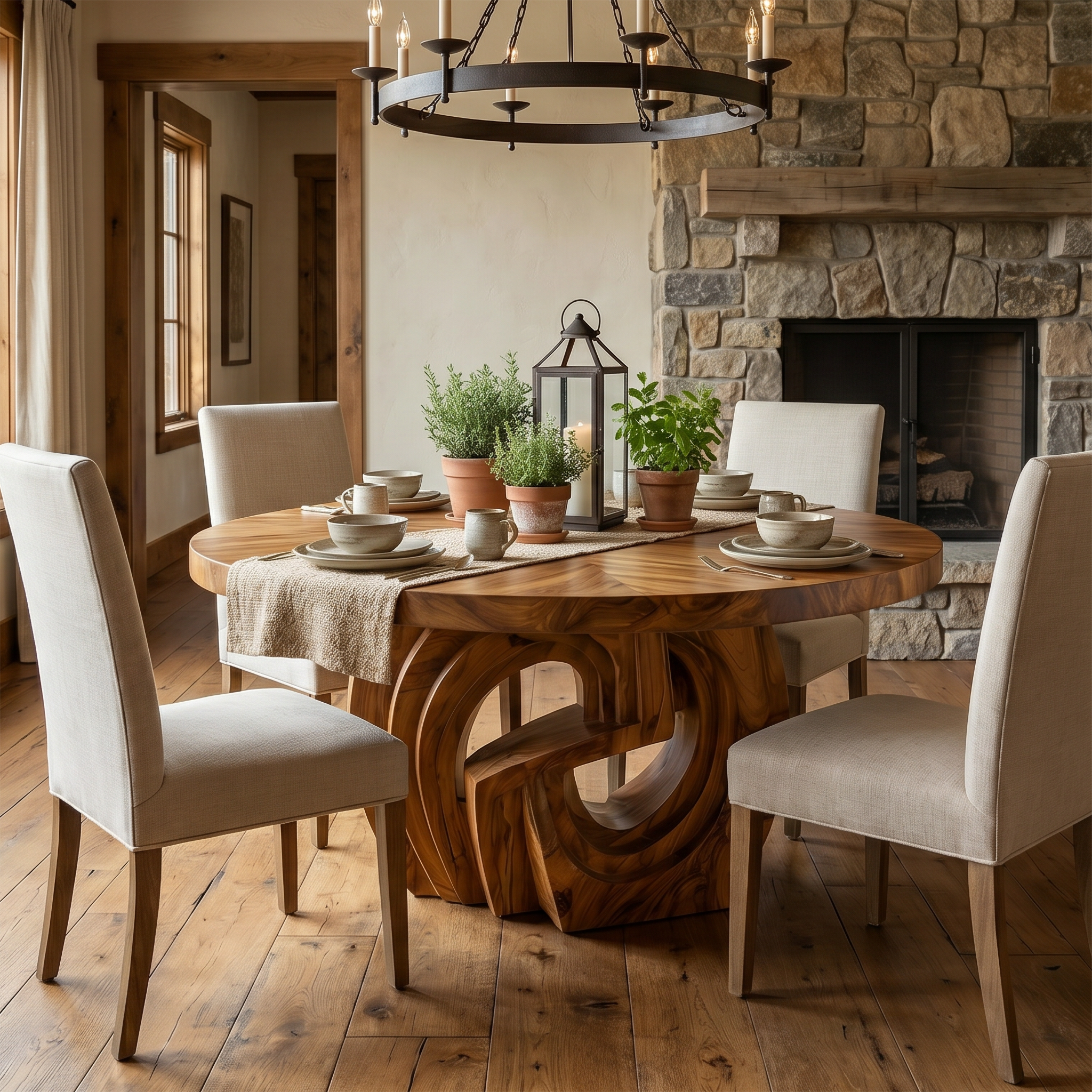 Organic Foyer Table With Pedestal Base For Entryway And Hallway - view 3 of 8