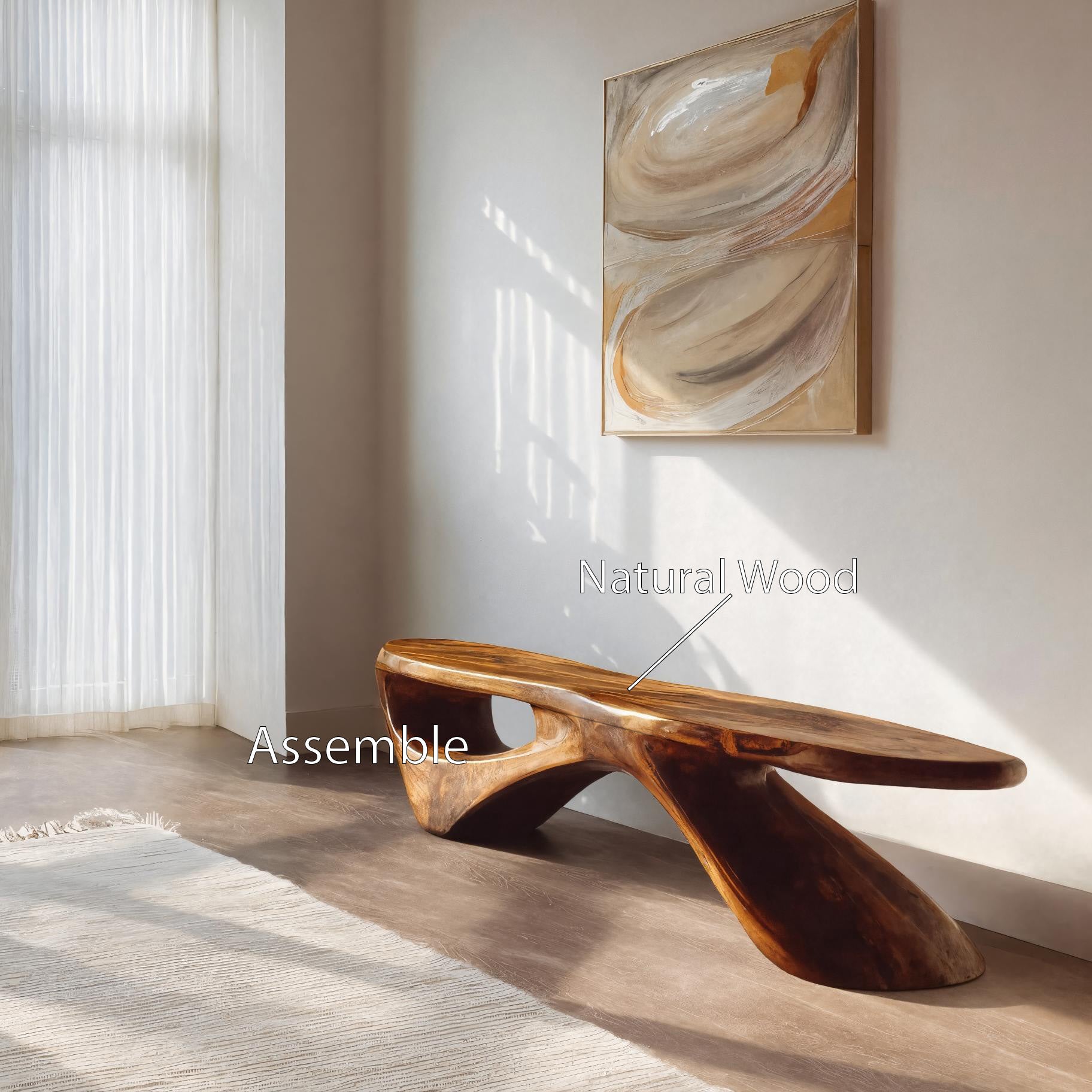 Sculptural Organic Bench For Entryway Or Living Room - view 7 of 7