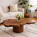 Live Edge Solid Wood Coffee Table for Living Room with Pedestal Base - view 3 of 9