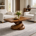 Solid Wood Coffee Table with Live Edge Top and Organic Sculptural Base - view 3 of 9