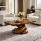 Solid Wood Coffee Table with Live Edge Top and Organic Sculptural Base - view 3 of 9