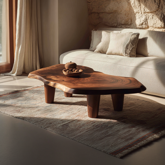 Organic Live Edge Coffee Table with Rounded Solid Legs - view 1 of 7