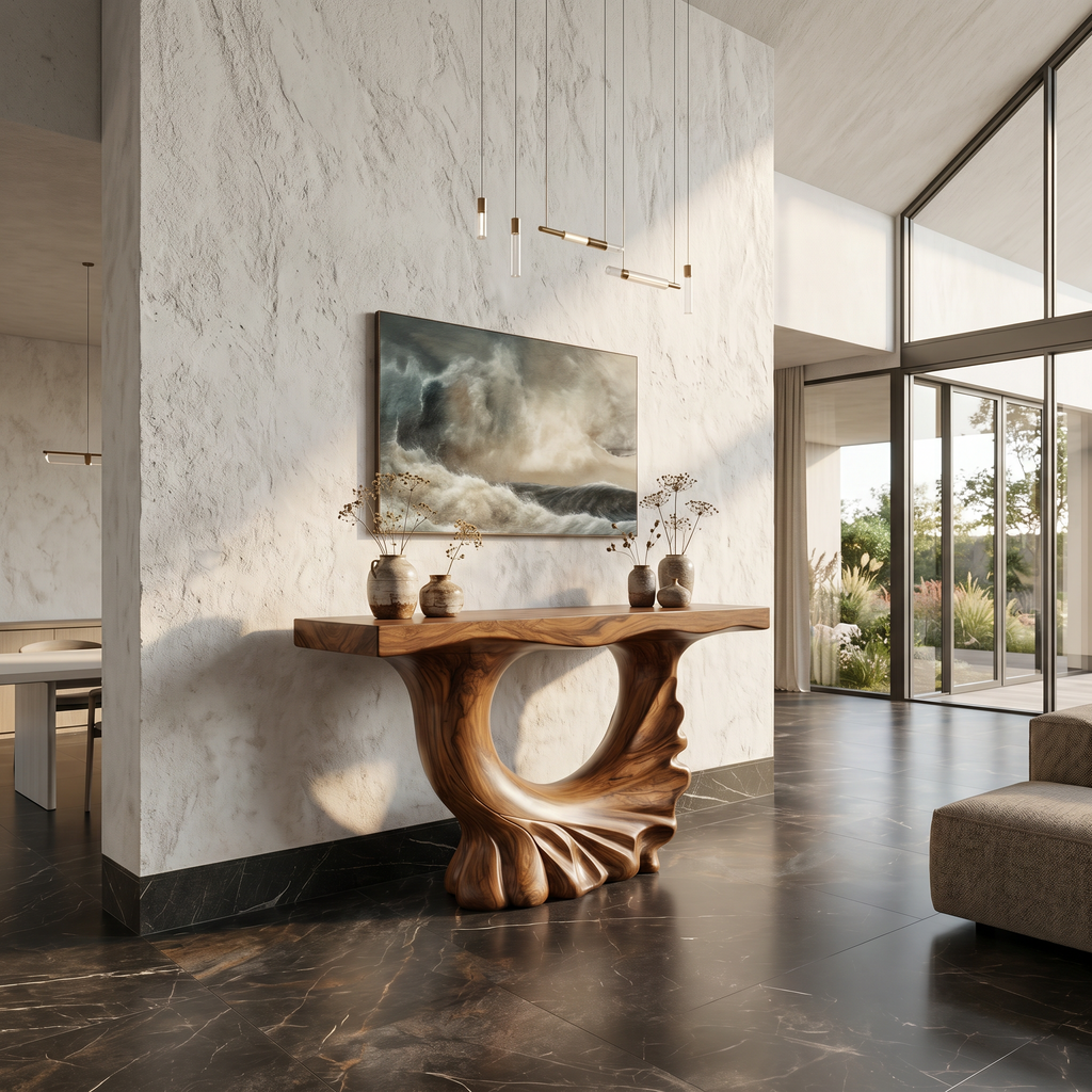 Modern Console Table With Ring Form Pedestal Base For Living Room - view 3 of 8