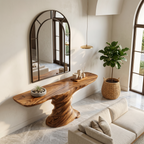 Organic Console Table With Sculptural Helix Base For Entryway - view 3 of 8