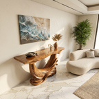 Natural Console Table With Flowing Wood Sculpture For Hallway - view 2 of 8