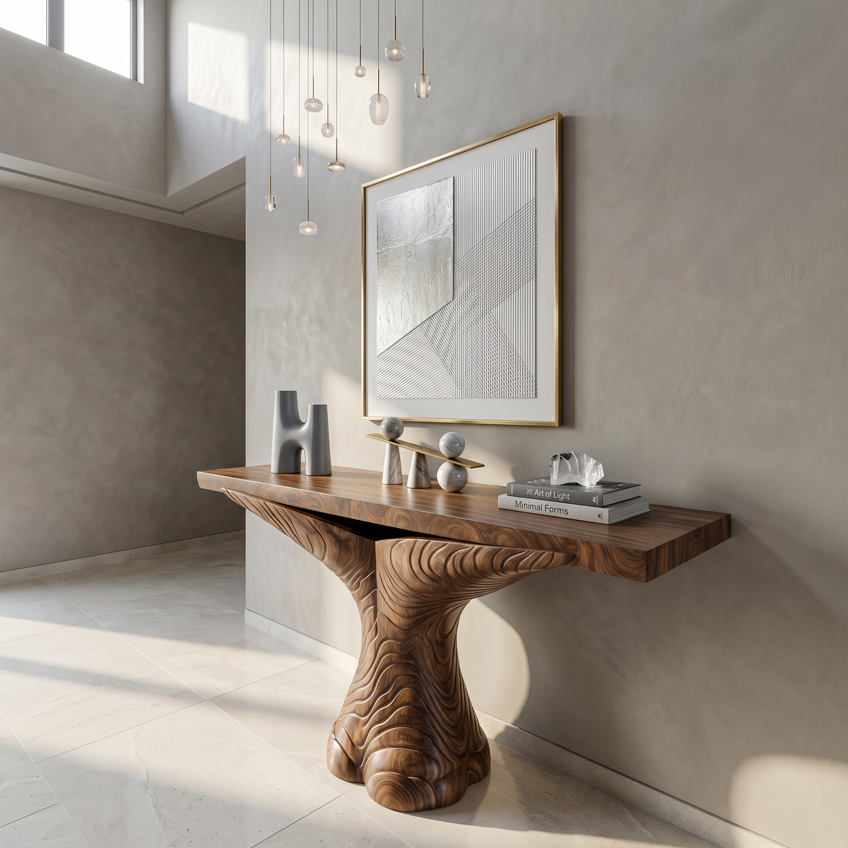 Organic Console Table With Sculptural Ribbon Form For Entryway - view 3 of 8