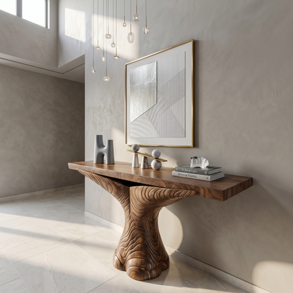 Organic Console Table With Sculptural Ribbon Form For Entryway - view 3 of 8
