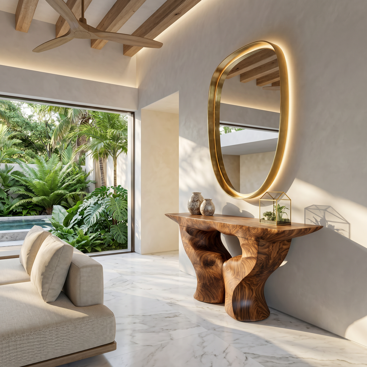Organic Console Table With Artistic Nature Inspired Design For Living Room - view 2 of 8