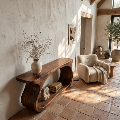 Modern Console Table With Sculptural Circular Form For Entryway - view 3 of 8