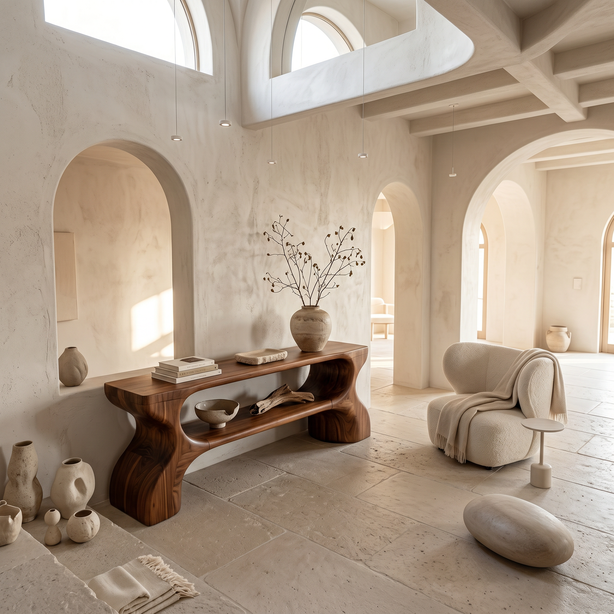 Contemporary Console Table With Architectural Curved Design For Entryway - view 2 of 8