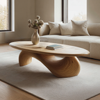 Sculptural Oval Coffee Table with Organic Curve Base for Classic Interiors - view 2 of 7