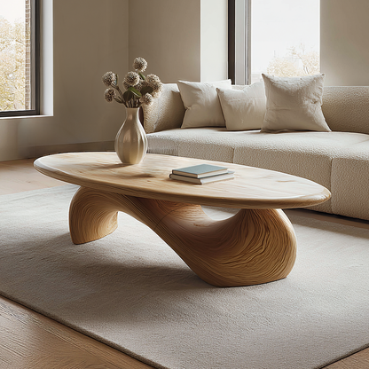 Sculptural Oval Coffee Table with Organic Curve Base for Classic Interiors - view 2 of 7