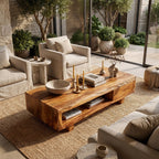Live Edge Storage Coffee Table With Dual Drawer Design - view 6 of 8