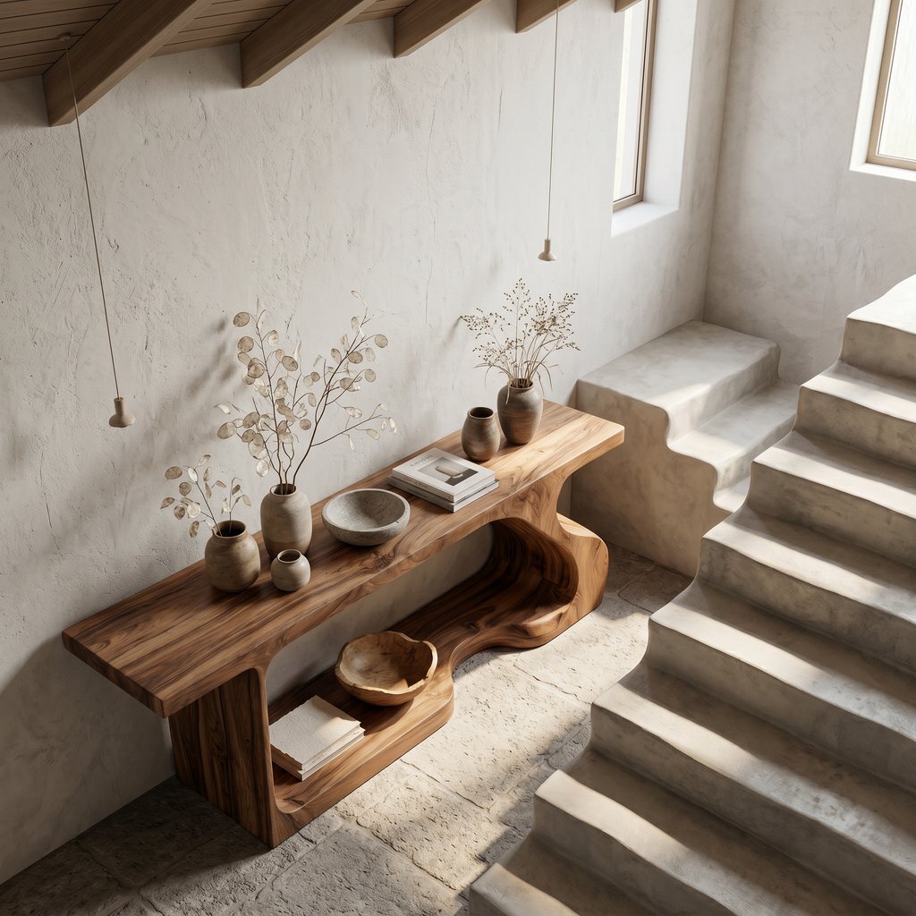 Modern Console Table With Sculptural Curved Form For Entryway - view 3 of 8