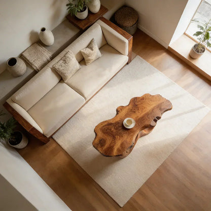 Live Edge Natural Wood Coffee Table with Sculpted Open-Form Base - view 6 of 7