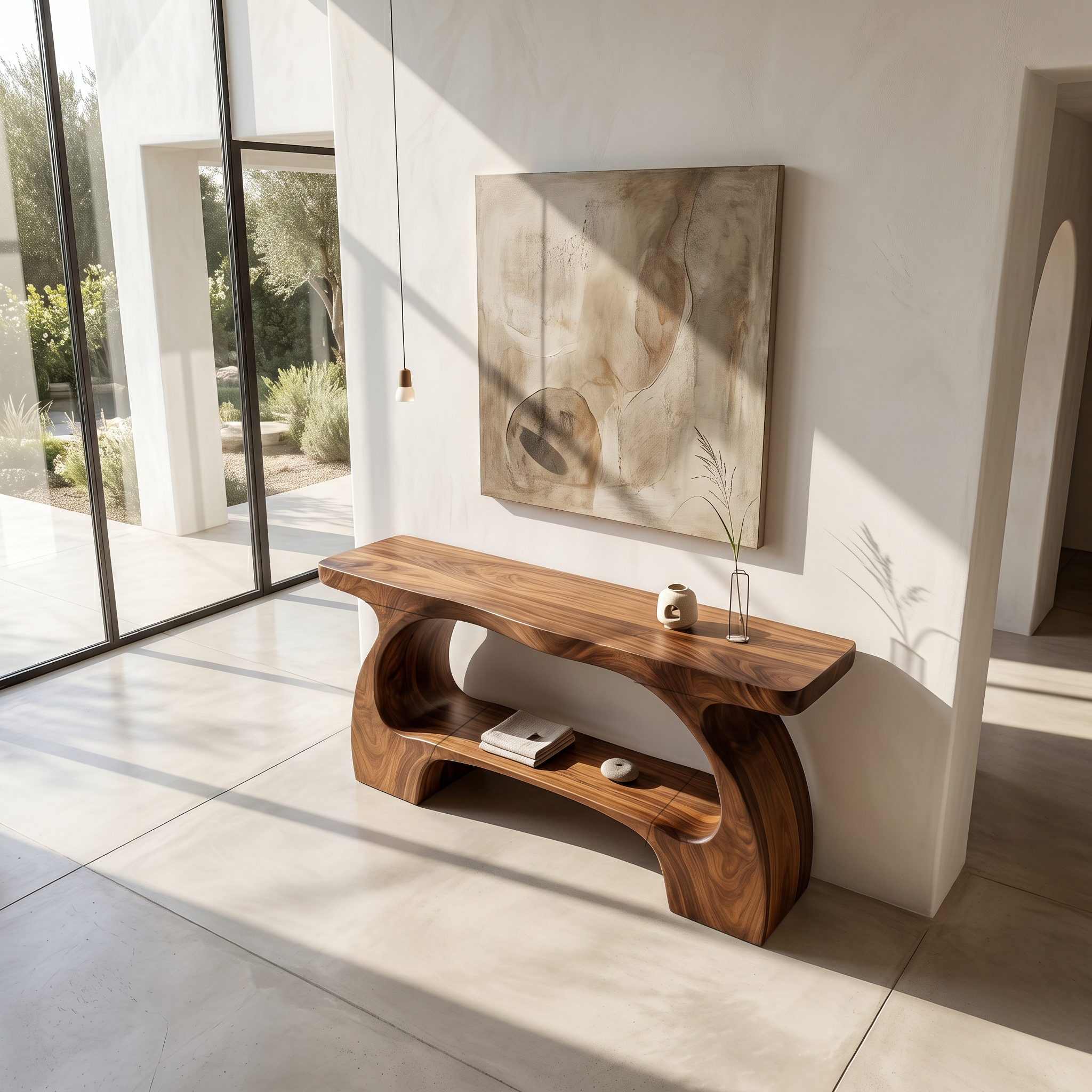 Natural Console Table With Organic Curved Silhouette For Entryway - view 2 of 8