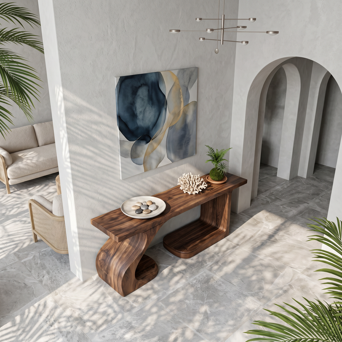 Rustic Console Table With Carved Root Inspired Design For Entryway - view 3 of 8