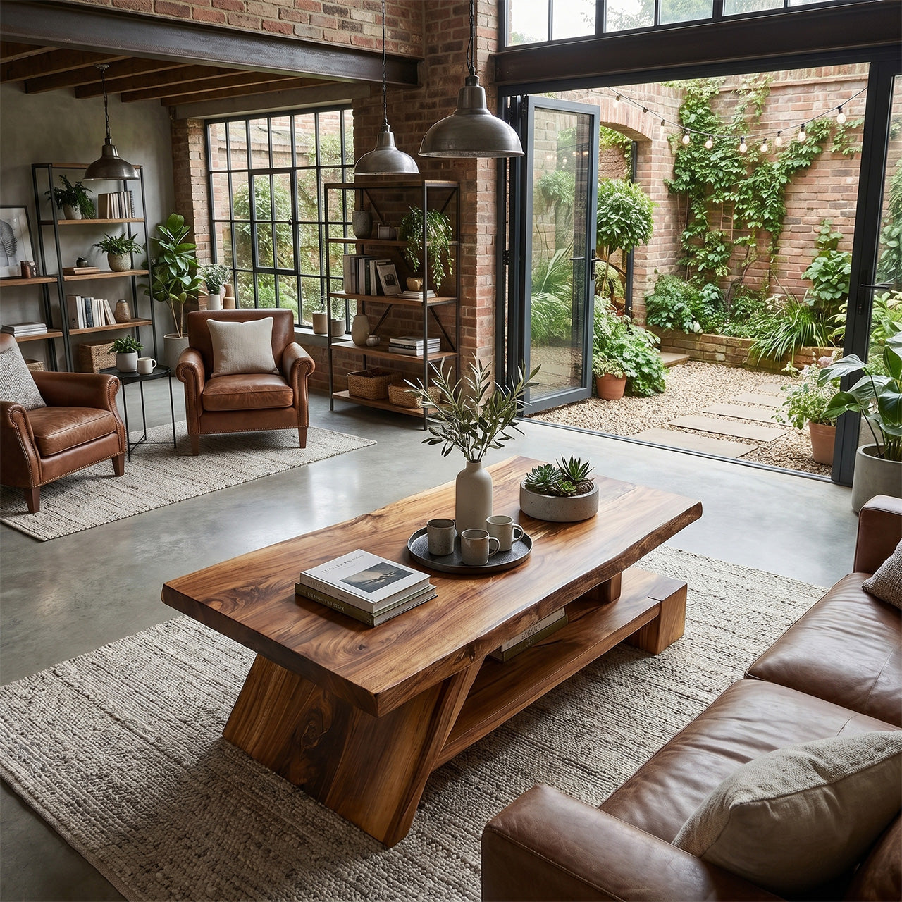 Angled Solid Wood Coffee Table With Open Shelf - view 6 of 8