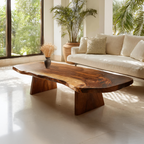 Organic Live Edge Coffee Table with Solid Block Base - view 2 of 7