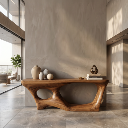 Contemporary Console Table With Sculptural Curved Design For Hallway - view 2 of 8