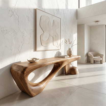 Rustic Console Table With Organic Root Form For Hallway - view 2 of 8