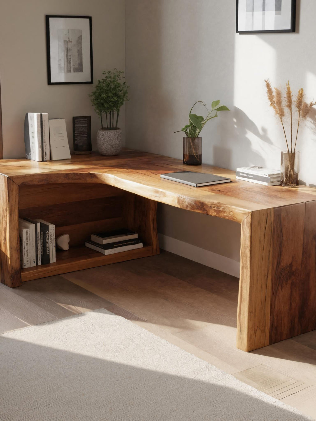 Modern Live Edge L Shaped Desk For Home Office - view 5 of 8