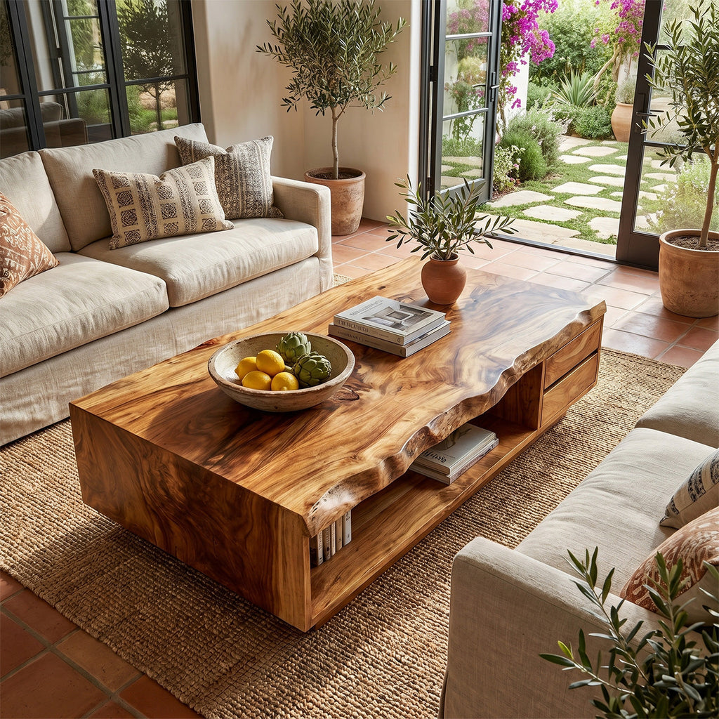 Live Edge Coffee Table With Drawers And Open Storage - view 6 of 8