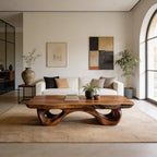 Sculptural Natural Wood Coffee Table with Organic Carved Base - view 5 of 7
