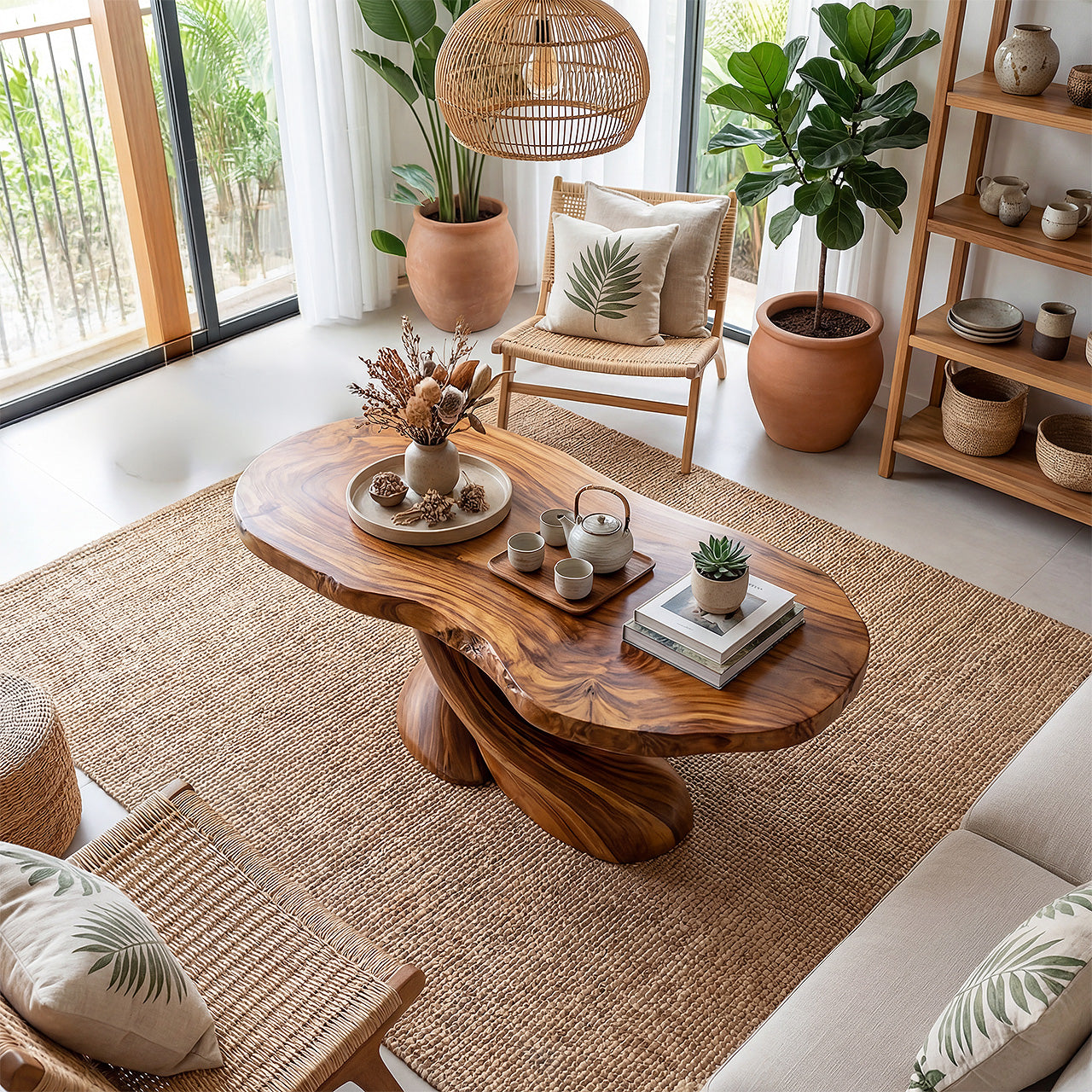 Sculptural Twist Pedestal Coffee Table for Organic Modern Living - view 6 of 8