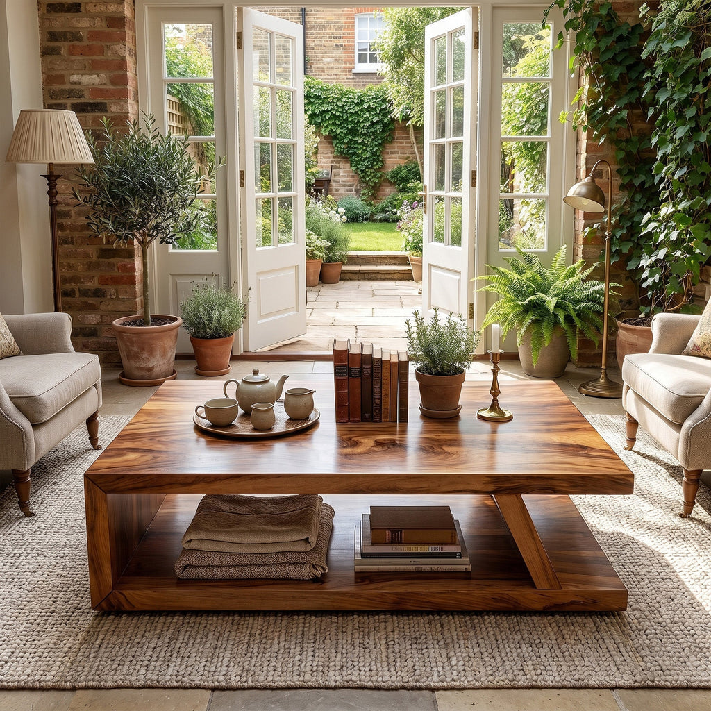Modern Solid Wood Coffee Table With Open Shelf - view 6 of 8