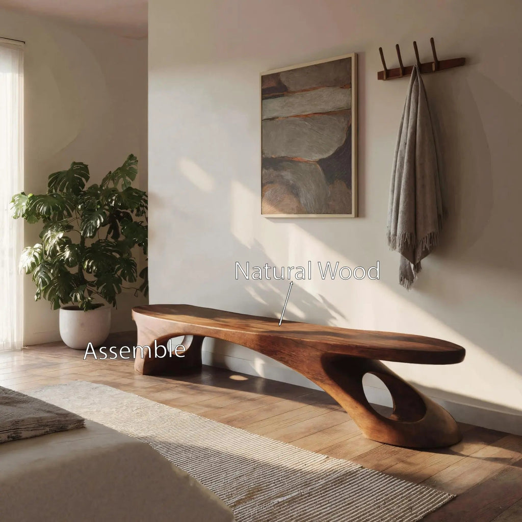 Modern Sculptural Bench With Organic Design For Entryway - view 5 of 7