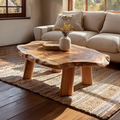 Live Edge Coffee Table with Rounded Slab Top and Solid Legs - view 1 of 7