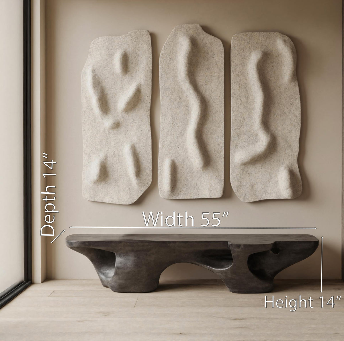 Contemporary Sculptural Bench With Carved Design For Living Room - view 6 of 7