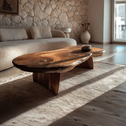 Live Edge Coffee Table with Organic Slab Top and Sculptural Base - view 1 of 7