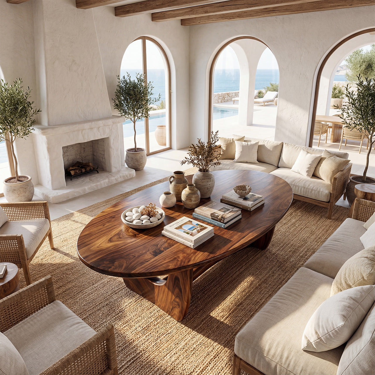 Sculptural Oval Coffee Table With Architectural Open Base - view 6 of 8