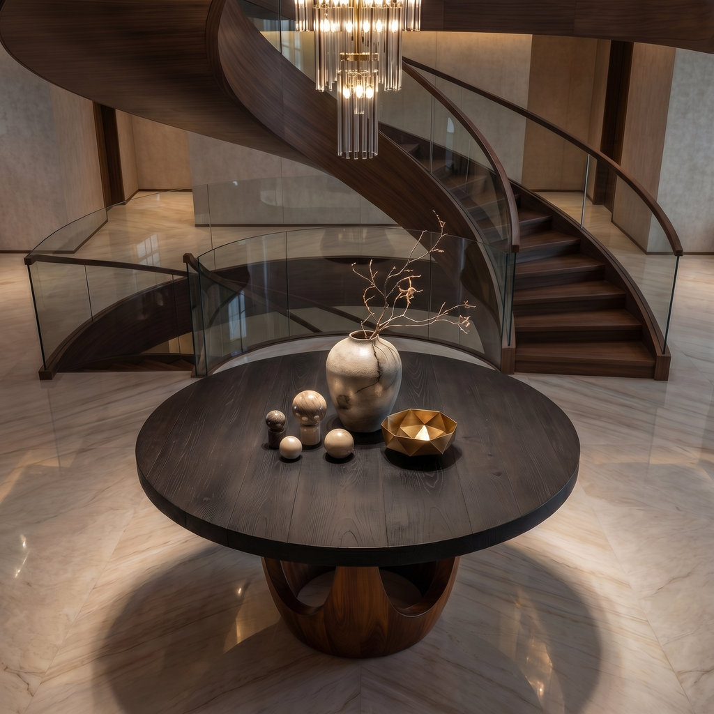 Modern Luxury Round Foyer Table For Entryway And Lobby - view 2 of 8