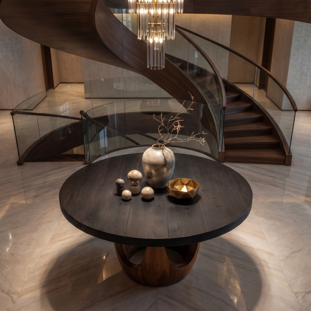 Modern Luxury Round Foyer Table For Entryway And Lobby - view 2 of 8