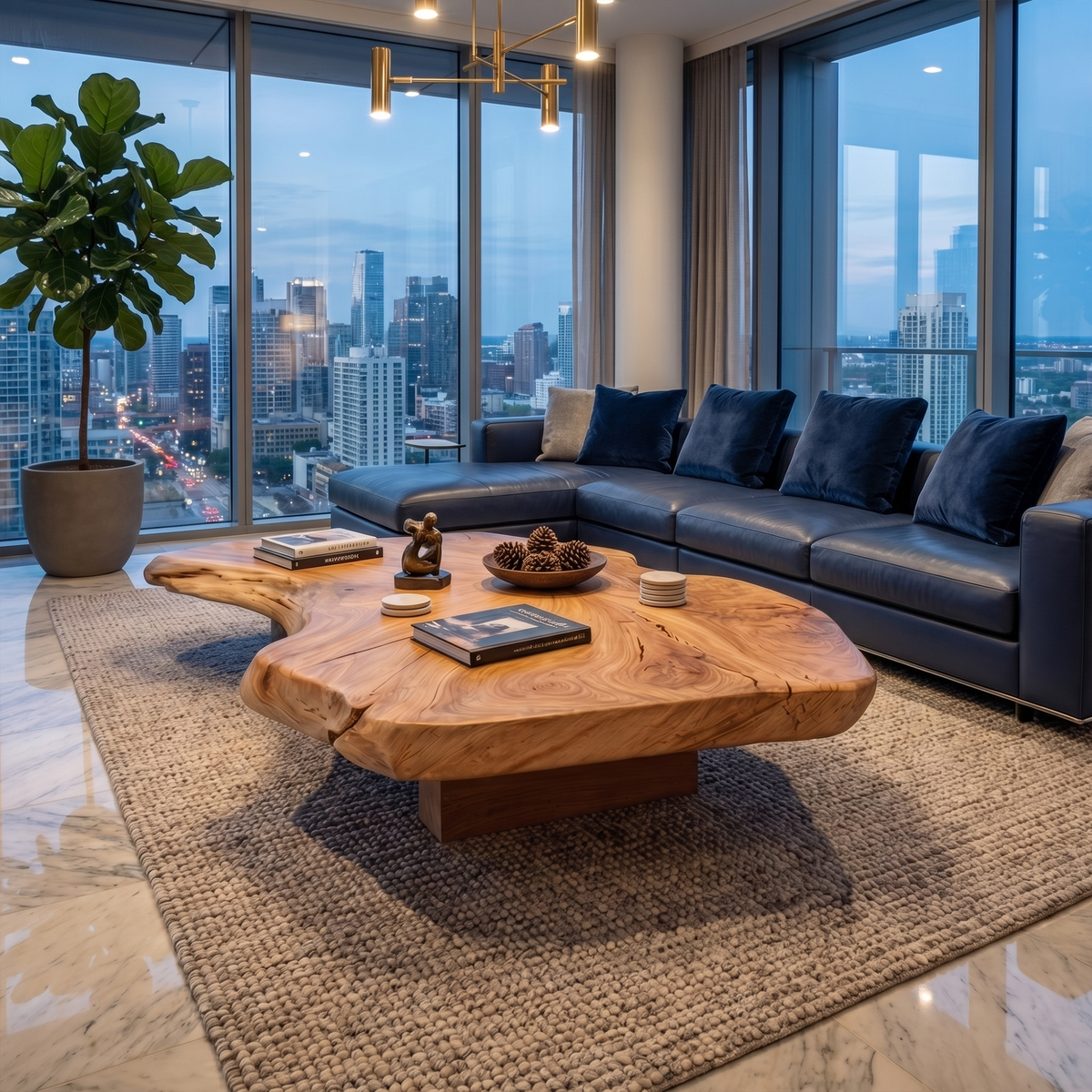 Rustic Organic Coffee Table Living Room Or Family Room - view 3 of 8