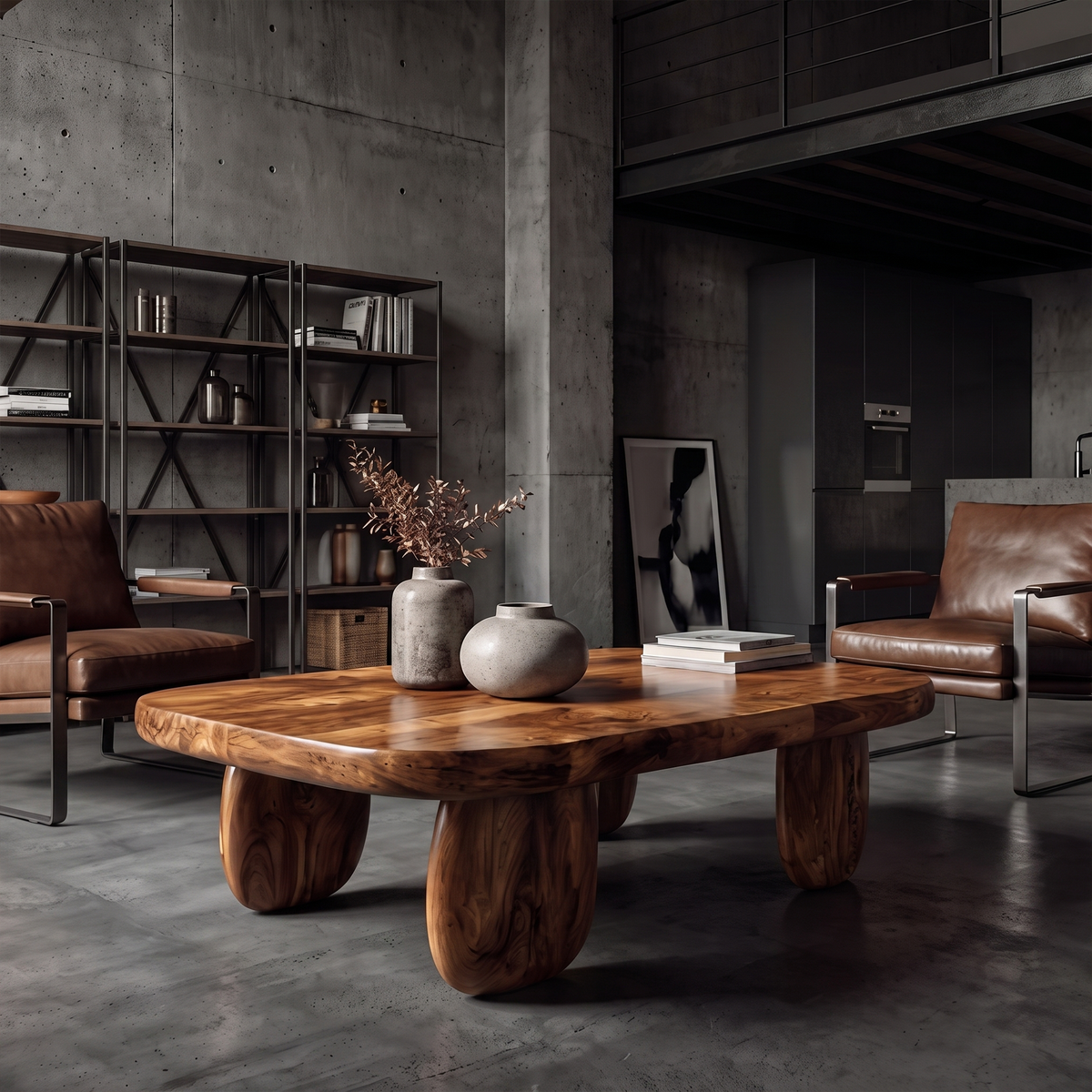 Minimal Coffee Table With Organic Pedestal Base For Living Room - view 3 of 8